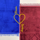 Blue & Marooon Rectangle Couple Janamaz with Heart